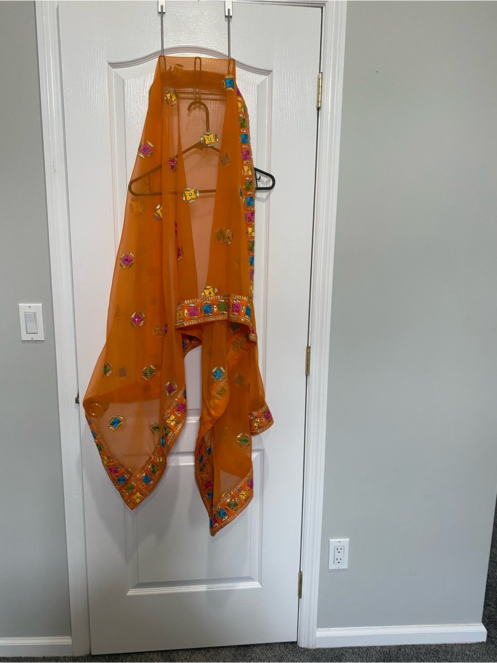 Orange Embellished Women's Wrap Scarf
